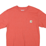 CARHARTT Mens Red Pocket T-Shirt S Short Sleeve Crew Neck Cotton Blend Casual