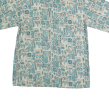 BADGE Mens Blue & Cream Pattern Cotton Shirt M Casual Summer Short Sleeve