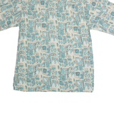 BADGE Mens Blue & Cream Pattern Cotton Shirt M Casual Summer Short Sleeve