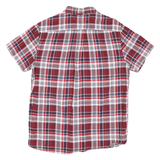 TOMMY HILFIGER Mens Red & White Check Short Sleeve Shirt L Cotton Blend Stylish