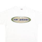 ONEITA Mens White & Beige San Antonio Graphic T-Shirt L Short Sleeve Crew Neck