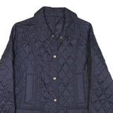 BARBOUR Womens Blue & Navy Quilted Jacket L Polyester Blend Diamond Pattern