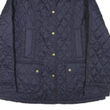 BARBOUR Womens Blue & Navy Quilted Jacket L Polyester Blend Diamond Pattern