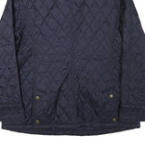 BARBOUR Womens Blue & Navy Quilted Jacket L Polyester Blend Diamond Pattern