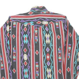 Mens Black Red & Purple Patterned Cotton Blend Shirt S Button Front Casual