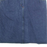 Womens Blue Denim Plain Midi Cotton Blend Skirt M Elastic Waist Pockets