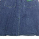 Womens Blue Denim Plain Midi Cotton Blend Skirt M Elastic Waist Pockets