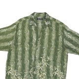 PURITAN Mens Green Polyester Blend Casual Shirt L Bamboo Print Short Sleeve