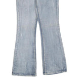 Womens Regular Fit Flared Denim Light Blue Cotton Blend Jeans W34 L32 Zip