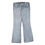 Womens Regular Fit Flared Denim Light Blue Cotton Blend Jeans W34 L32 Zip