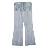 Womens Regular Fit Flared Denim Light Blue Cotton Blend Jeans W34 L32 Zip