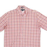 TOMMY HILFIGER Mens Red & Pink Check Shirt S Cotton Blend Short Sleeve Casual