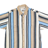 CUMBERLAND OUTFITTERS Mens Beige & Blue Striped Cotton Shirt L Button Down