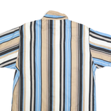 CUMBERLAND OUTFITTERS Mens Beige & Blue Striped Cotton Shirt L Button Down