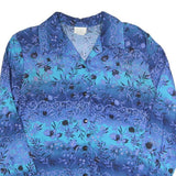 BLAIR Womens Blue Printed Shirt Long Sleeve Button Neck M Rayon Casual
