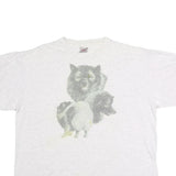 ONEITA Mens White Grey Graphic T-Shirt XL Short Sleeve Crew Neck Cotton