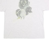 ONEITA Mens White Grey Graphic T-Shirt XL Short Sleeve Crew Neck Cotton