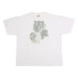 ONEITA Mens White Grey Graphic T-Shirt XL Short Sleeve Crew Neck Cotton