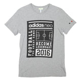 ADIDAS Mens Grey Football Graphic T-Shirt S Short Sleeve Crew Neck Casual