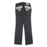BRITZZY Womens Jeans Black Slim Straight Denim W28 L30 Embroidered Pockets