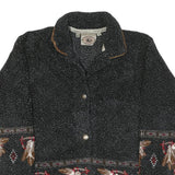 COUNTY CLOTHING Womens Black Button Jacket M Polyester Blend Aztec Pattern