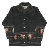 COUNTY CLOTHING Womens Black Button Jacket M Polyester Blend Aztec Pattern