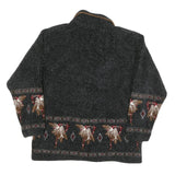 COUNTY CLOTHING Womens Black Button Jacket M Polyester Blend Aztec Pattern