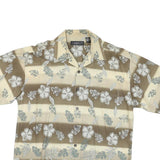 CACTUS Mens Beige & Cream Floral Print Short Sleeve Shirt M Casual Summer