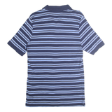 CHAPS Mens Blue & White Striped Short Sleeve Polo Shirt M Cotton Casual