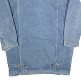 Womens Blue Denim Button Cotton Jacket M Plain Sherpa Collar Casual Winter