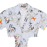 ZARA Womens Blue Printed Shirt Short Sleeve Collared S Nautical Motif