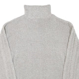 Mens Grey Chunky Knit Zip Neck Patterned Acrylic Blend Jumper L Casual Warm