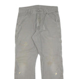 DICKIES Mens Grey Cotton Blend Twill Straight Regular Fit Trousers W30 L28