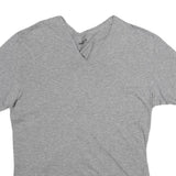 PUMA Womens Grey Cotton Blend V-Neck Short Sleeve T-Shirt M Casual Basic