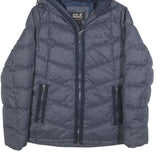 JACK WOLFSKIN Womens Blue Denim Outdoor Jacket UK 12 Polyester Blend Puffer Zip
