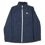 TOMMY HILFIGER Womens Navy Blue Quilted Jacket S Cotton Blend Zip Casual