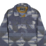 JACHS Mens Blue & Grey Patterned Wool Blend Jacket L Woven Classic Button