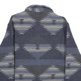 JACHS Mens Blue & Grey Patterned Wool Blend Jacket L Woven Classic Button