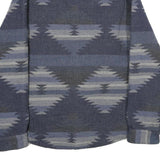 JACHS Mens Blue & Grey Patterned Wool Blend Jacket L Woven Classic Button