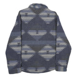 JACHS Mens Blue & Grey Patterned Wool Blend Jacket L Woven Classic Button