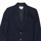 TALBOTS Womens Navy Blue Classic Jacket M Cotton Blend Button Front Formal