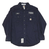 CARHARTT Mens Blue Workwear Cotton Blend Shirt L Curtiss-Wright Logo