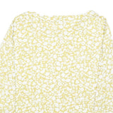 PHASE EIGHT Womens Yellow & White Floral Print Blouse 3/4 Sleeve Round Neck UK