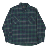 JACHS Womens Green & Blue Plaid Flannel Shirt 2XL Cotton Blend Casual Long