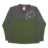 THE NORTH FACE Mens Green & Grey Plain Jumper Half Zip Basic Knit L Outdoor