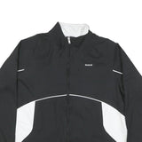 REEBOK Womens Black & White Sports Zip Up Jacket L Polyester Blend Athletic