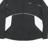 REEBOK Womens Black & White Sports Zip Up Jacket L Polyester Blend Athletic