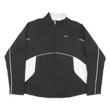 REEBOK Womens Black & White Sports Zip Up Jacket L Polyester Blend Athletic