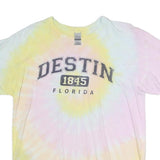 GILDAN Mens Yellow & Pink Destin Florida Graphic T-Shirt L Short Sleeve Crew