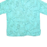 MAYON Womens Blue Printed Shirt Short Sleeve Collared L Lightweight Casual